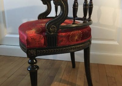 Fauteuil De Poupée Ancien - Bois Noirci Et Tissu D'origine - Époque Napoléon III
